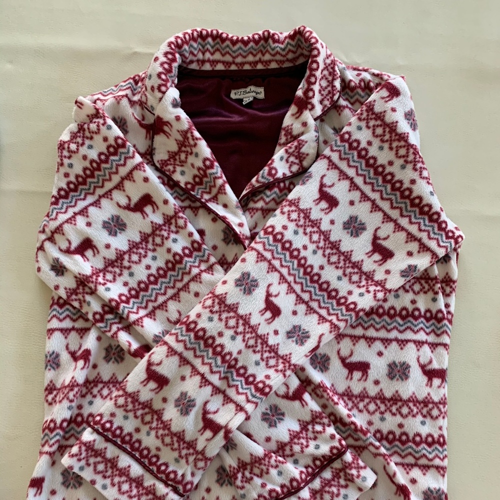 PJ Salvage Red and White Reindeer Pajama Set